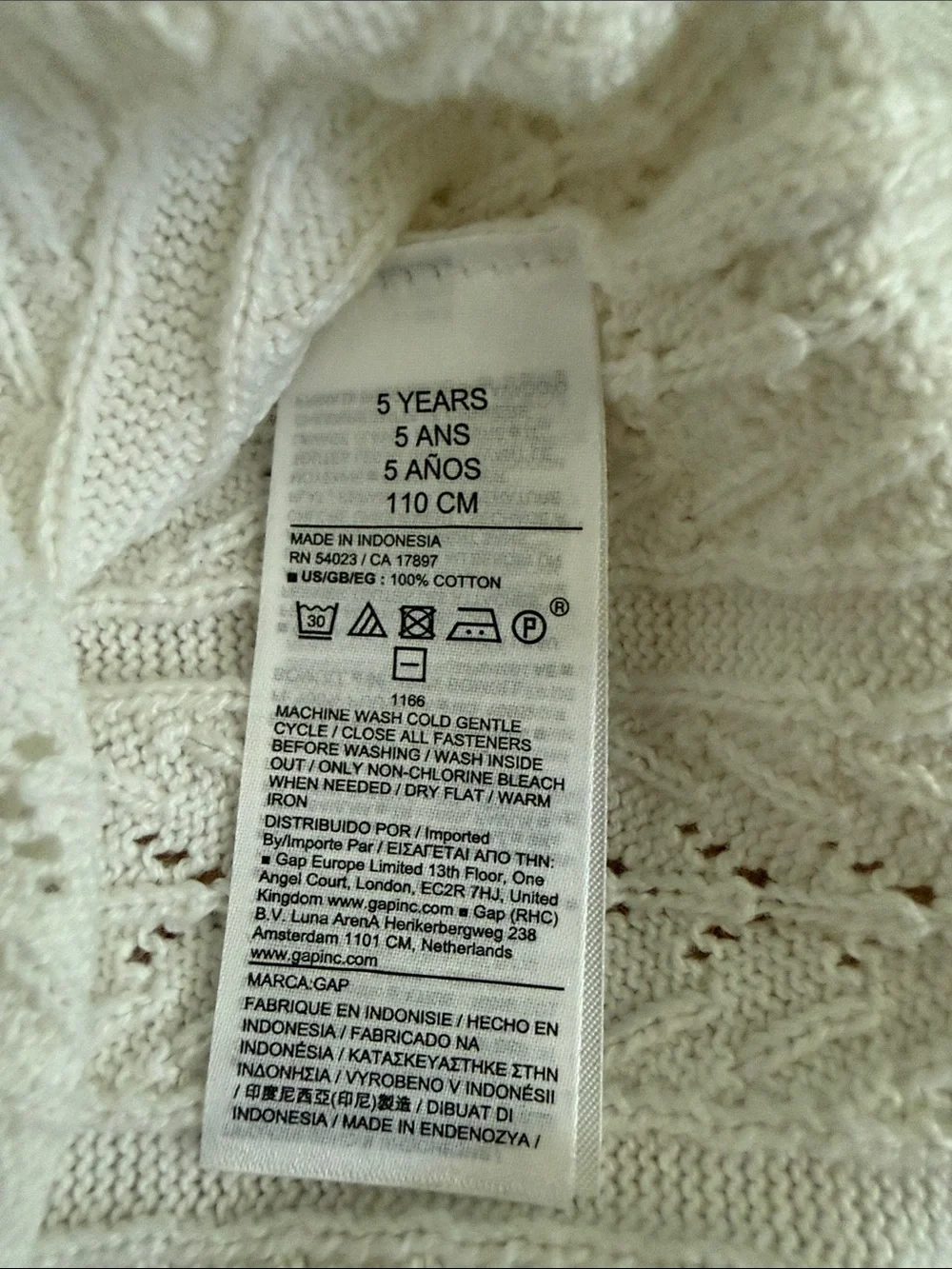 GAP Kids White Open-Stitch Button Cardigan